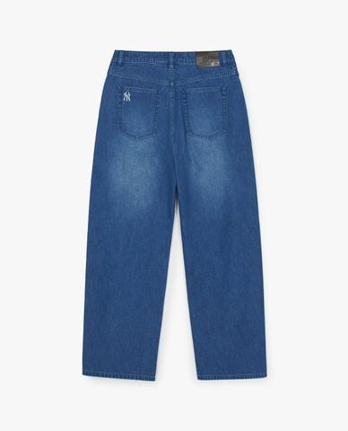  MLB - Quần jeans nam ống rộng Varsity Lettering 