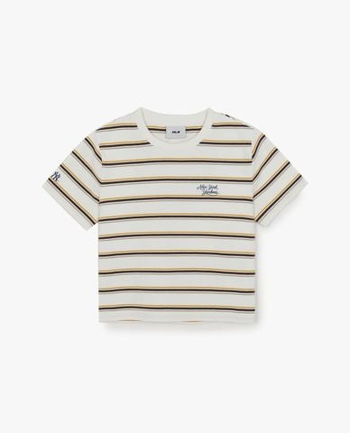  MLB - Áo croptop nữ cổ tròn tay ngắn Sportive Striped 