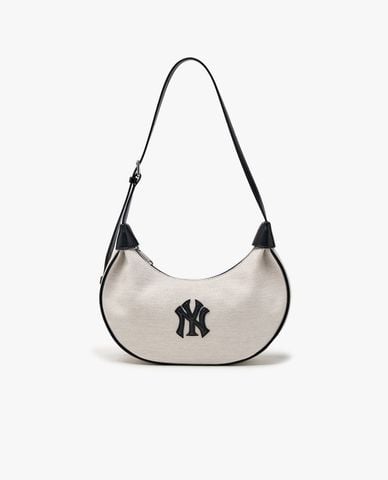  MLB - Túi đeo vai nữ hình bán nguyệt Basic Canvas 