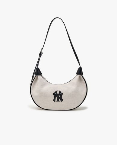  MLB - Túi đeo vai nữ hình bán nguyệt Basic Canvas 