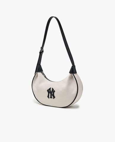  MLB - Túi đeo vai nữ hình bán nguyệt Basic Canvas 