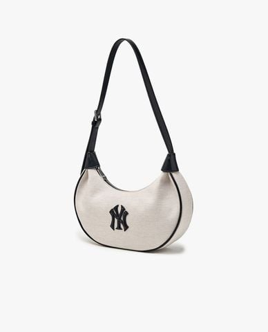  MLB - Túi đeo vai nữ hình bán nguyệt Basic Canvas 