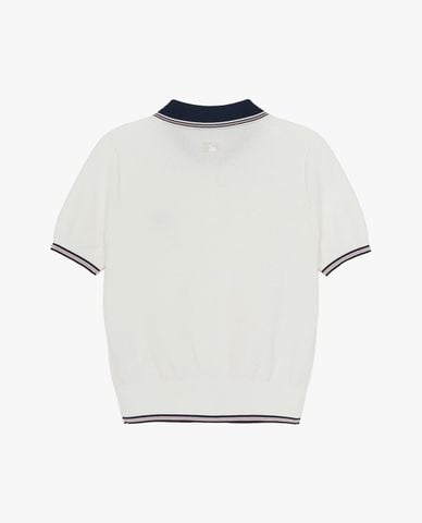  MLB - Áo polo nữ dệt kim tay ngắn Varsity Color Block 