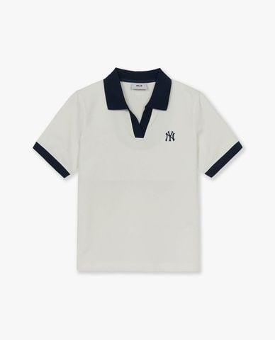  MLB - Áo polo nữ cổ bẻ tay ngắn Lapel 