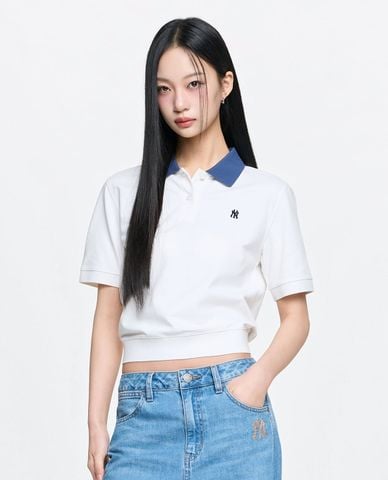 MLB - Áo polo nữ cổ bẻ tay ngắn Basic 