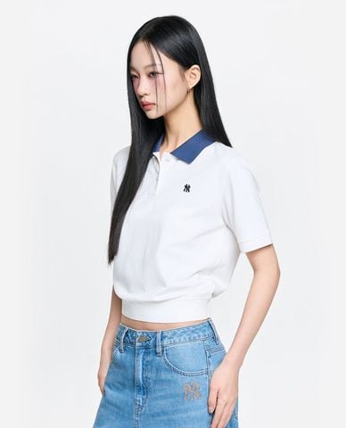  MLB - Áo polo nữ cổ bẻ tay ngắn Basic 