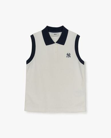  MLB - Áo sát nách nữ cổ bẻ New York Yankees 