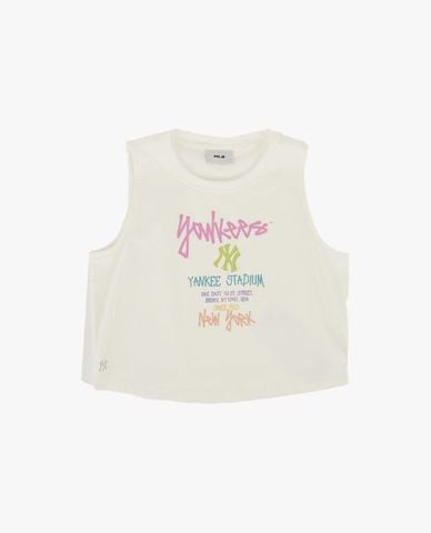  MLB - Áo ba lỗ nữ cổ tròn phom croptop Street Logo 