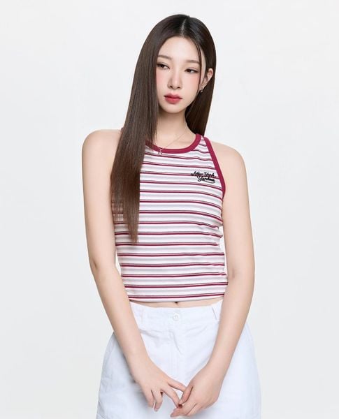 MLB - Áo ba lỗ nữ kẻ sọc phom croptop 
