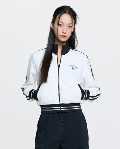  MLB - Áo khoác thể thao nữ cổ trụ tay dài Varsity 