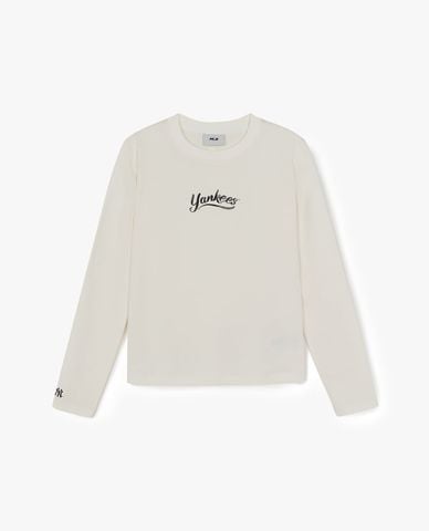  MLB - Áo thun nữ cổ tròn tay dài Vintage 