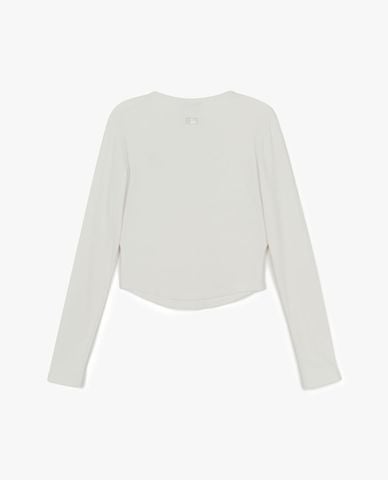  MLB - Áo croptop nữ cổ tròn tay dài Vintage 