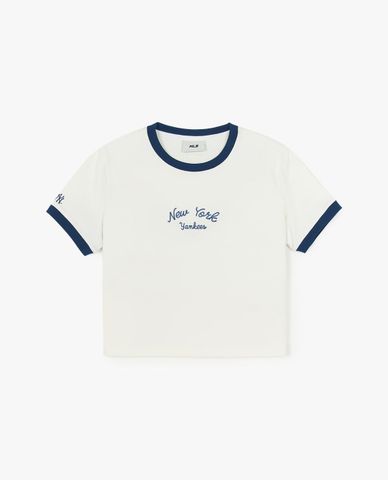  MLB - Áo croptop nữ cổ tròn tay ngắn Varsity Linger Slim 