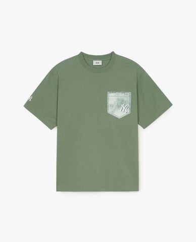  MLB - Áo thun unisex cổ tròn tay ngắn Denim Like Monotive 