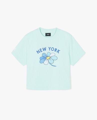  MLB - Áo croptop nữ cổ tròn tay ngắn 