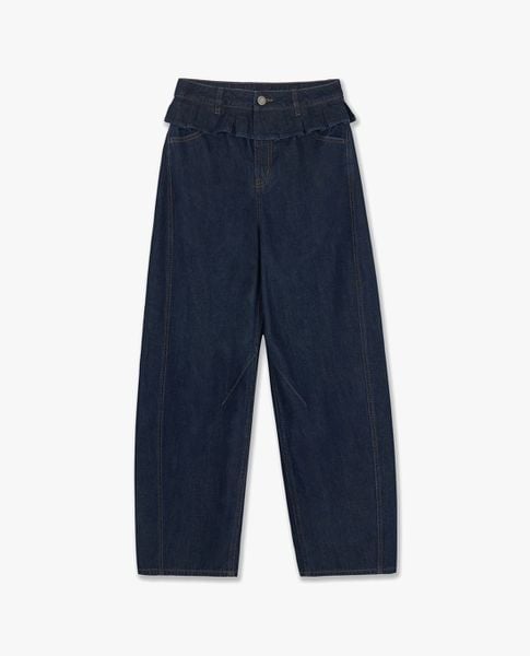  MLB - Quần jeans nữ ống rộng Basic Small Logo 