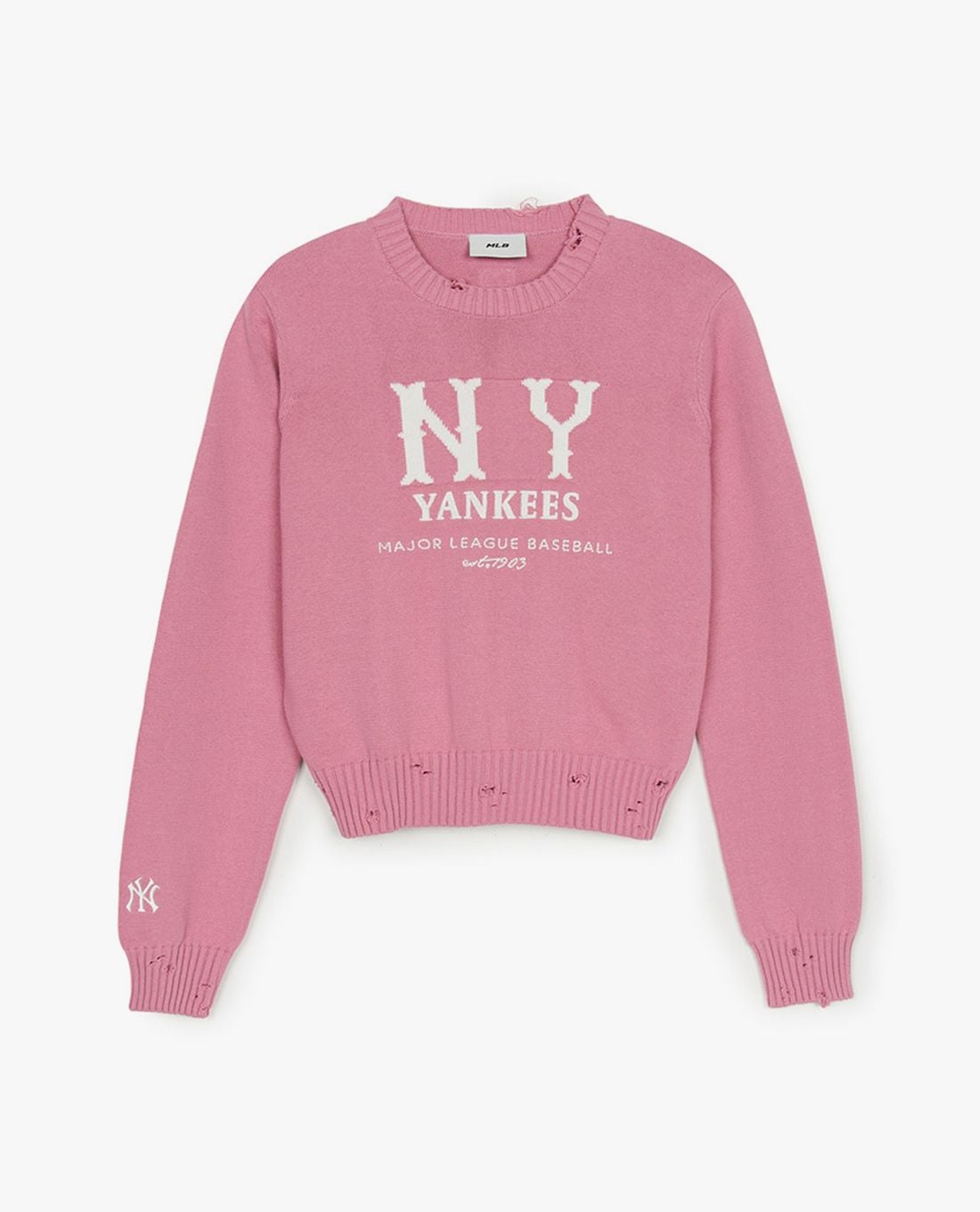 MLB - Áo dệt kim nữ cổ tròn tay dài Basic Vintage Coopers