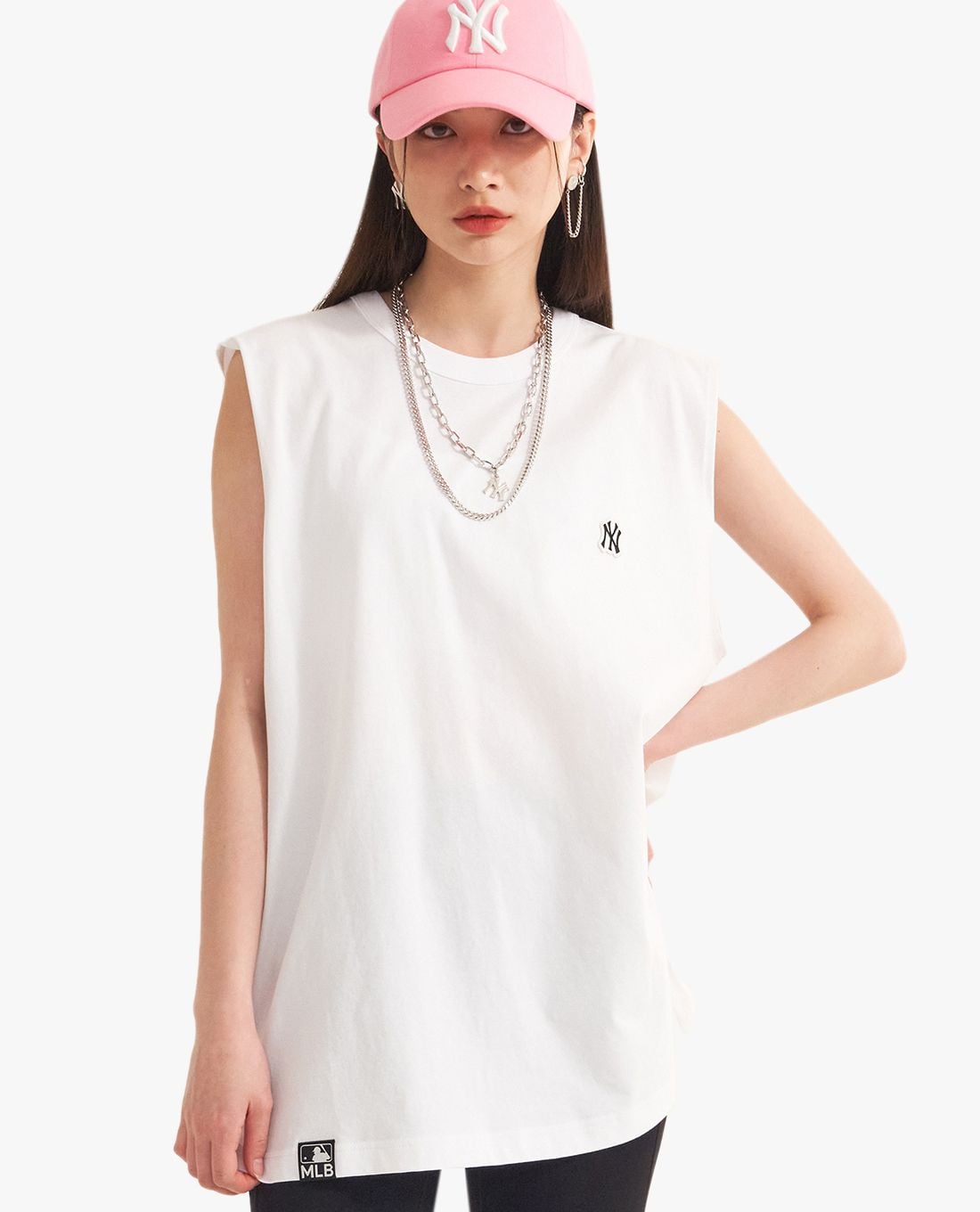 MLB - Áo ba lỗ phom suông Basic Small Logo