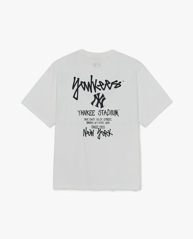  MLB - Áo thun unisex tay ngắn Basic Street Back Lettering 