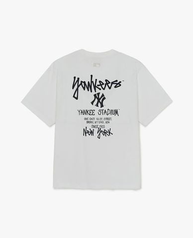  MLB - Áo thun unisex tay ngắn Basic Street Back Lettering 