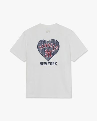  MLB - Áo thun unisex cổ tròn tay ngắn Big Heart Logo 