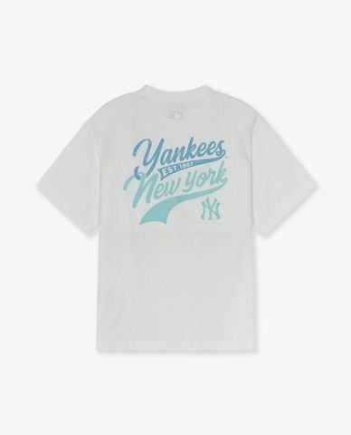  MLB - Áo thun unisex cổ tròn tay ngắn Varsity Cursive Over Fit 
