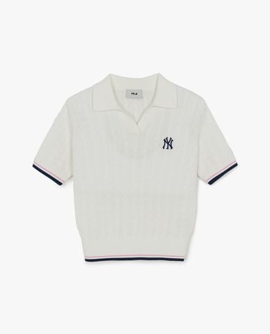  MLB - Áo polo nữ dệt kim tay ngắn Varsity 