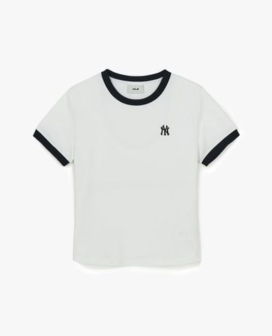  MLB - Áo thun nữ cổ tròn tay ngắn Basic Small Logo Ringer 