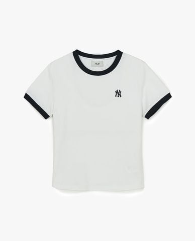  MLB - Áo thun nữ cổ tròn tay ngắn Basic Small Logo Ringer 