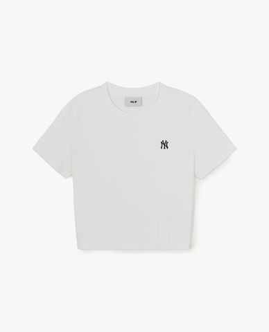  MLB - Áo croptop nữ cổ tròn tay ngắn Vintage 