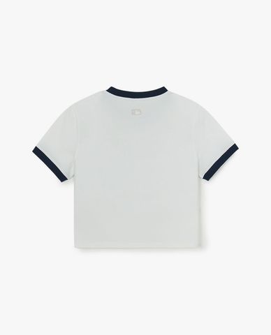  MLB - Áo croptop nữ cổ tròn tay ngắn Ringer Slim 