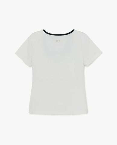  MLB - Áo thun nữ cổ vuông tay ngắn Basic 