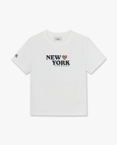  MLB - Áo thun nữ tay ngắn Leopard Heart Lettering 