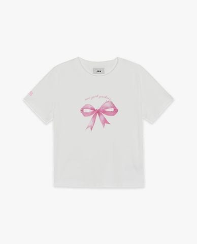 MLB - Áo croptop nữ cổ tròn tay ngắn Bow Tie Graphic 