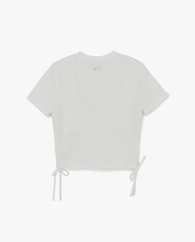  MLB - Áo croptop nữ tay ngắn phối dây rút Varsity 