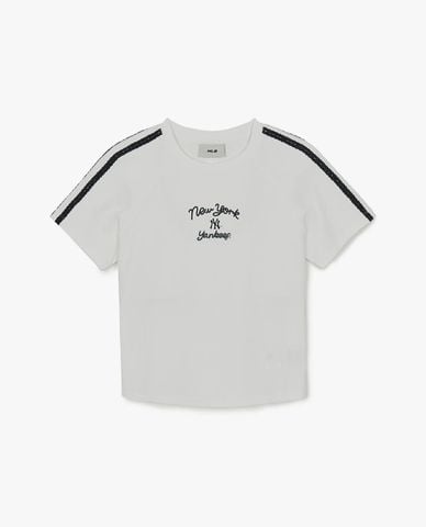  MLB - Áo croptop nữ tay ngắn phối viền Varsity 