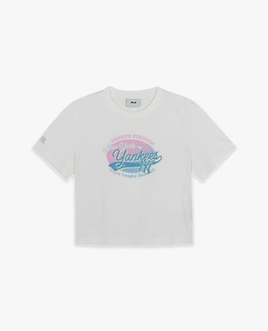  MLB - Áo croptop nữ cổ tròn tay ngắn Vintage Graphic 