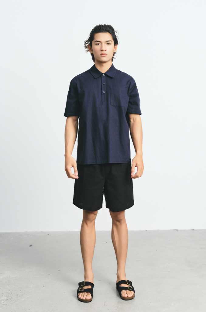  Áo sơ mi nam vải Linen bổ nẹp ngực 