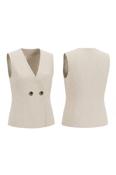  Áo Gilet Nữ Dáng Ngắn Vải Linen 