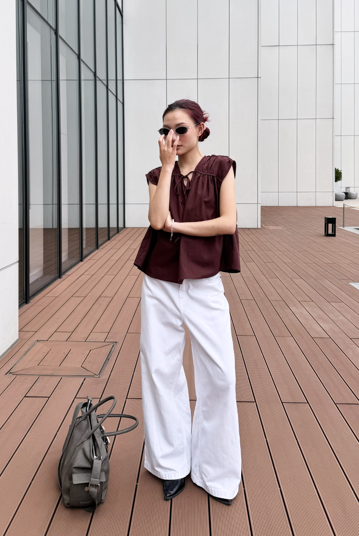  Áo Kiểu Nữ Vải Linen Có Họa Tiết Nơ Trang Trí 