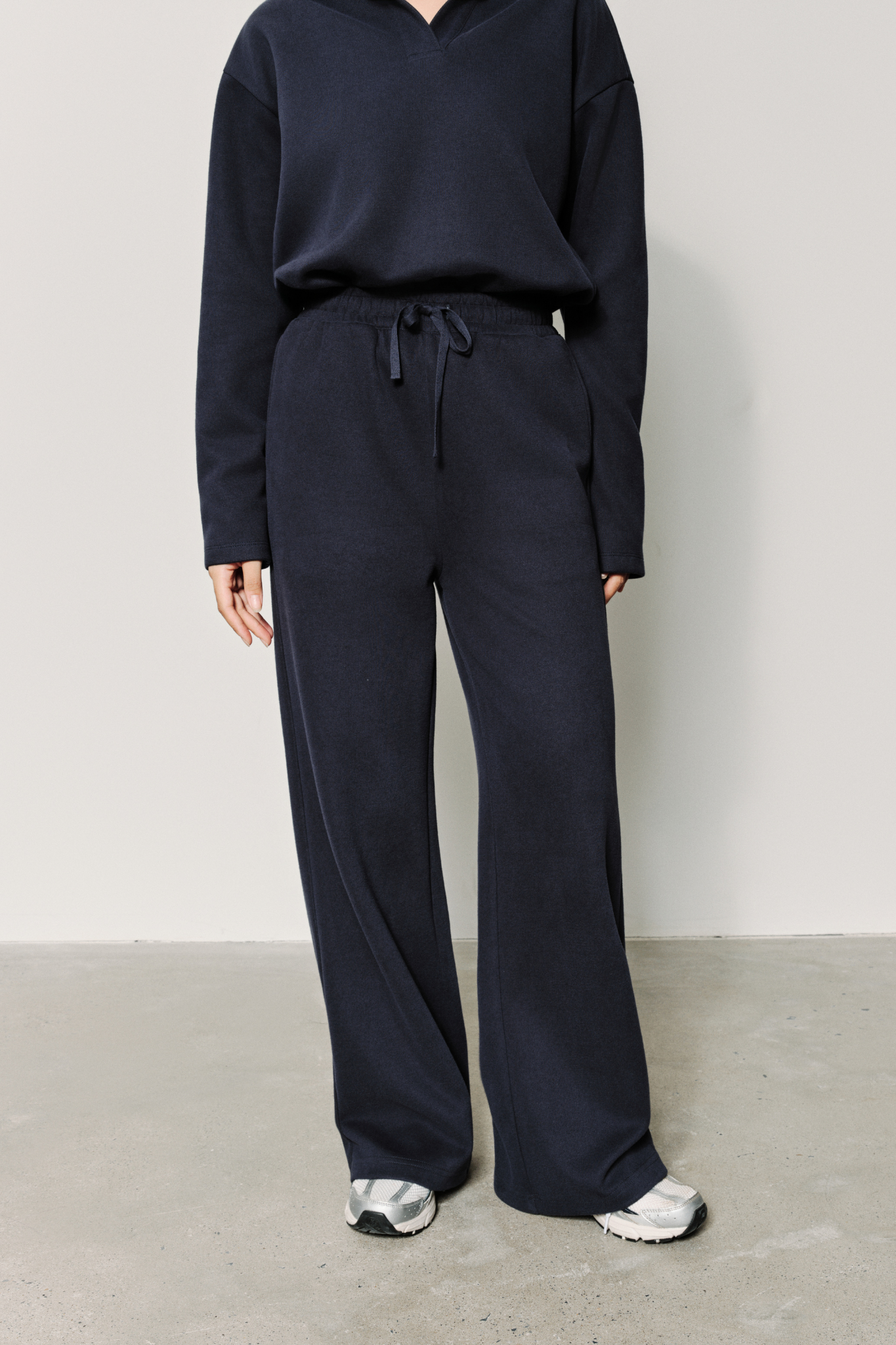  Quần Dài Nữ Dáng Wide Leg Vải Nỉ 2 Da 