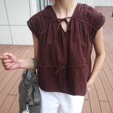  Áo Kiểu Nữ Vải Linen Có Họa Tiết Nơ Trang Trí 