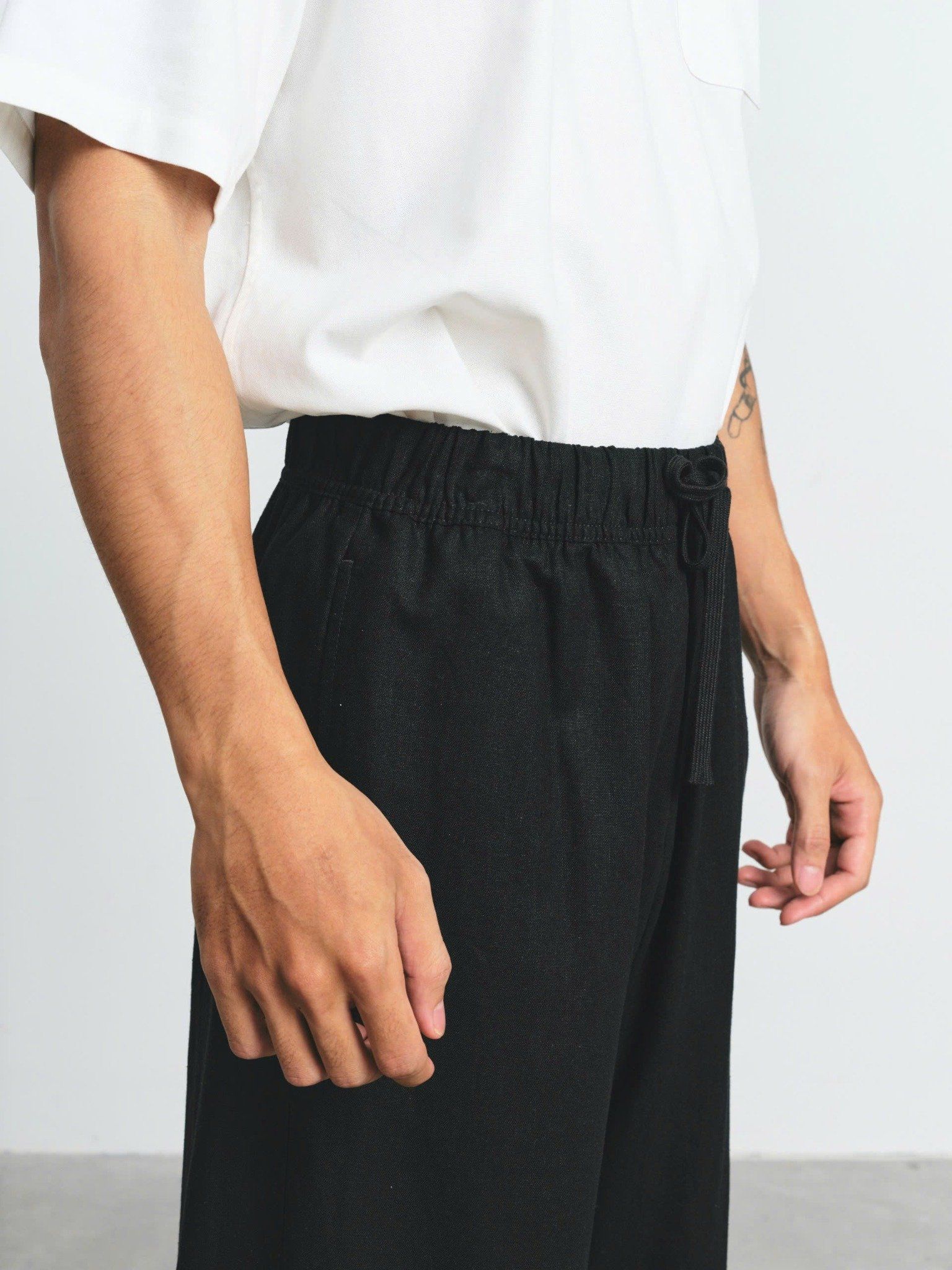  Quần Dài Nam Linen Dáng Suông Phối Cạp Chun 