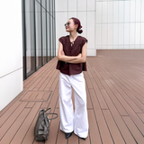  Áo Kiểu Nữ Vải Linen Có Họa Tiết Nơ Trang Trí 