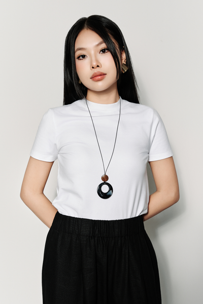  Áo phông Nữ dáng Fit cổ leo vải Cotton Spandex 