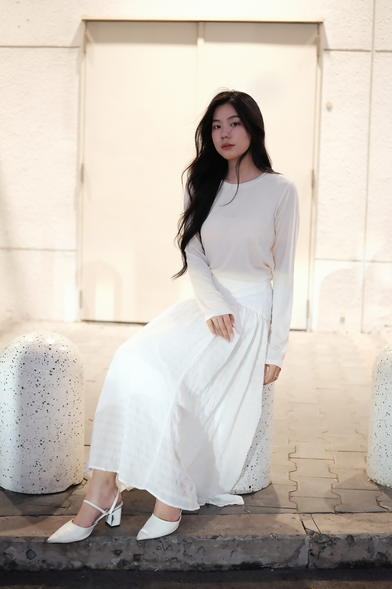  Áo dài tay nữ dáng ôm see-through 