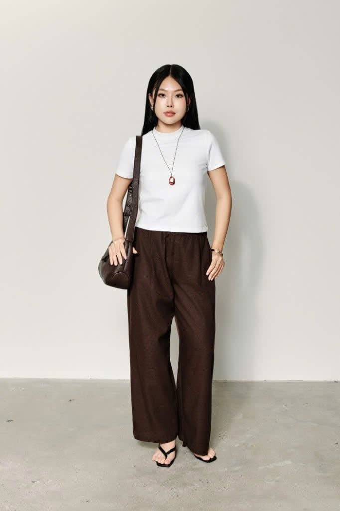  Quần Dài Nữ Linen Dáng Suông Phối Cạp Chun 