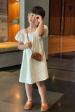  Váy Bé Gái Dáng A-line Vải Linen phối ren 