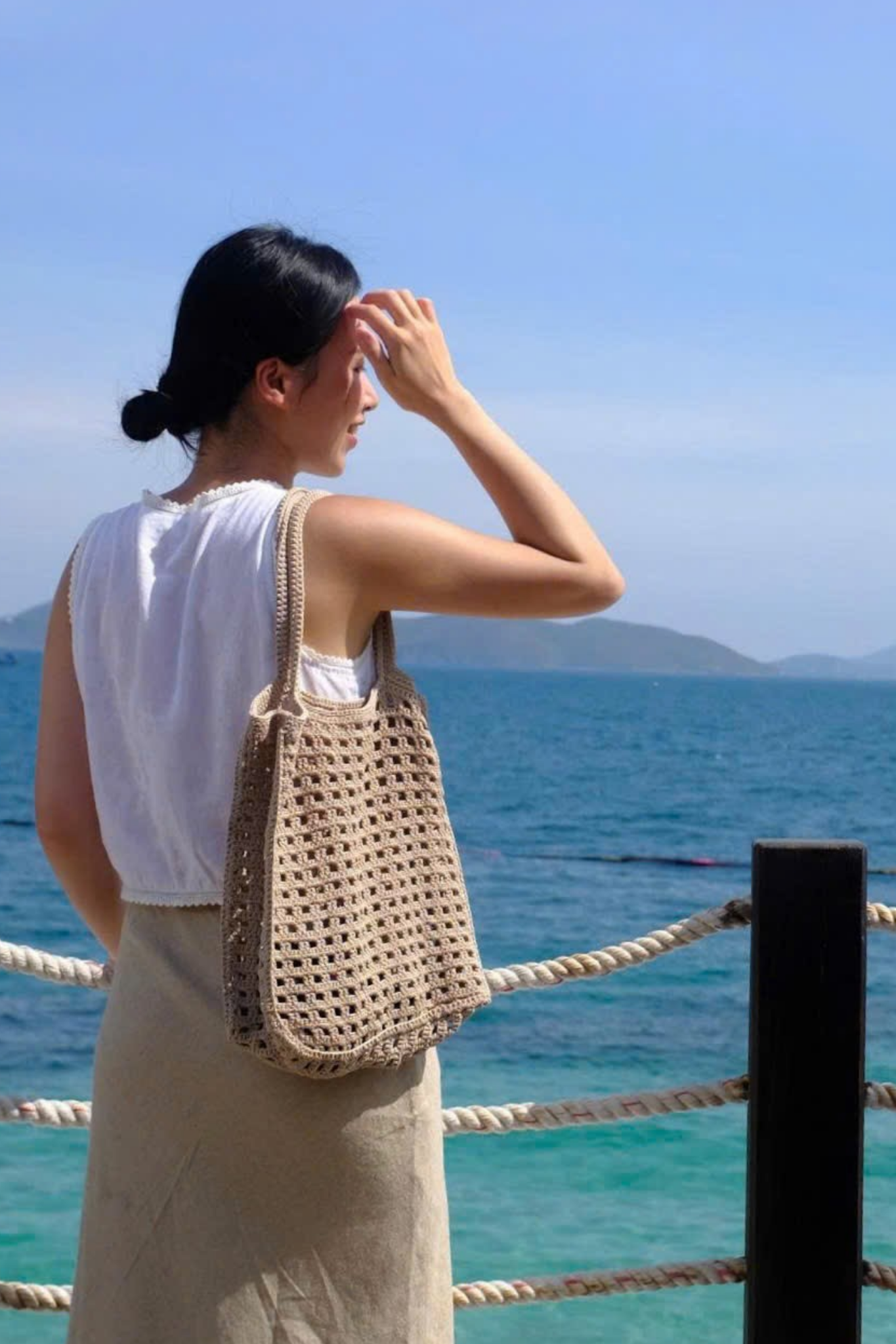  Áo kiểu Nữ không tay phối ren chất Linen dáng Crop 