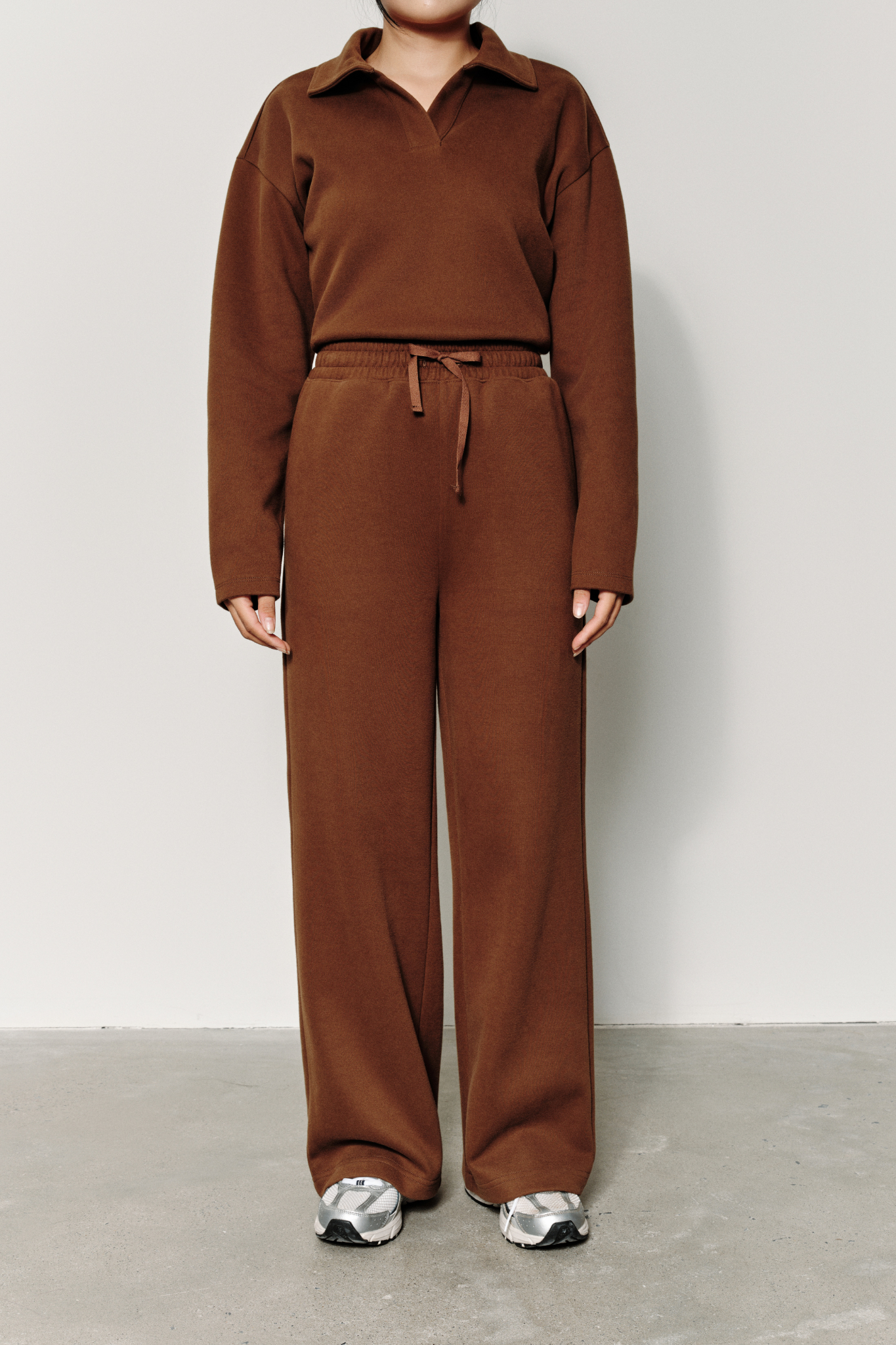  Quần Dài Nữ Dáng Wide Leg Vải Nỉ 2 Da 